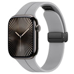xDfind  Flat Head Groove Folding Black Buckle Silicone Watch Band, For Apple Watch 42 / 44 / 45 / 46 / 49mm, For Apple Watch 38 / 40 / 41 / S10 42mm