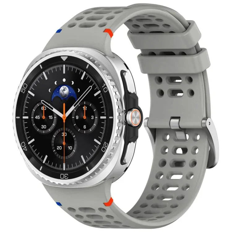 xDfind Alloy Silver Buckle Breathable Hole Silicone Watch Band, For Samsung Galaxy Watch8 / Watch8 Classic