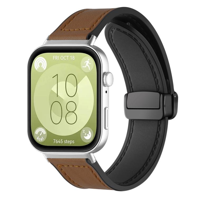 xDfind Crazy Horse Pattern Silicone Skin Magnetic Buckle Watch Band, For Huawei Watch Fit4 Pro / Fit4 / Fit3, For Huawei Watch D2