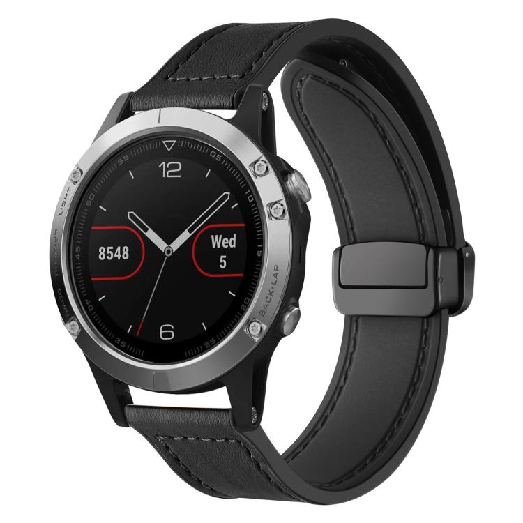 xDfind Crazy Horse Pattern Silicone Skin Magnetic Buckle Watch Band, For Garmin Fenix 8 / 7X / 6X / 5X 26mm, For Garmin Fenix 8 / 7 / 6 / 5 22mm