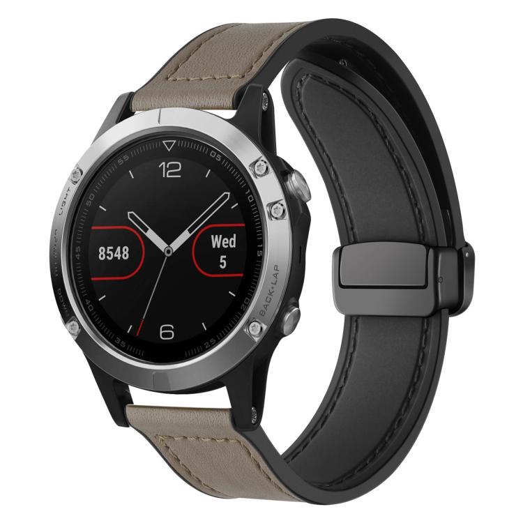 xDfind Crazy Horse Pattern Silicone Skin Magnetic Buckle Watch Band, For Garmin Fenix 8 / 7X / 6X / 5X 26mm, For Garmin Fenix 8 / 7 / 6 / 5 22mm