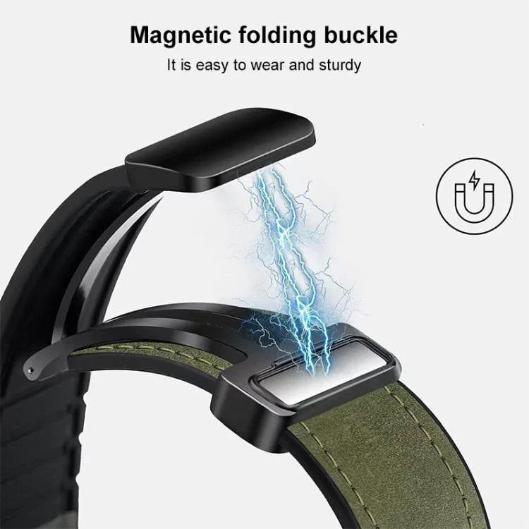 xDfind Crazy Horse Pattern Silicone Skin Magnetic Buckle Watch Band, For Samsung Galaxy Watch Ultra / Ultra 2025, For Samsung Galaxy Watch8 / 8 Classic