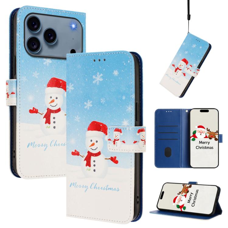 Christmas Series Buckle Leather Phone Case with Hand Strap, For iPhone 17e / 16e, For iPhone 17 Pro Max, For iPhone 17 Pro, For iPhone 17, For iPhone Air, For iPhone 16 Pro Max, For iPhone 16 Pro, For iPhone 16 Plus