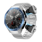 F38 Dual-ear Bluetooth Earphone Smart Watch IP67 Supports Heart Rate Monitoring, Silicone, Leather, Steel