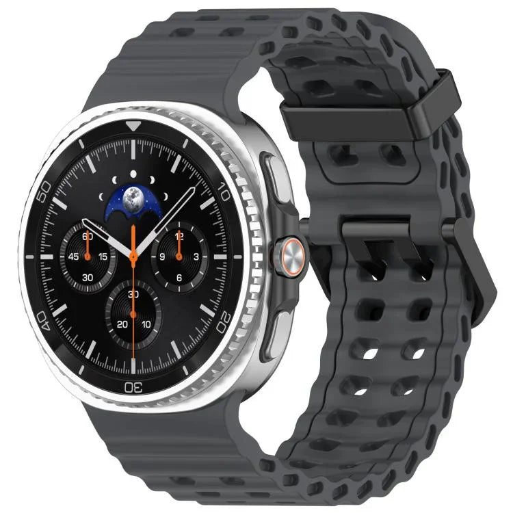 xDfind Black Buckle Ocean Solid Color Dual-row Hole Silicone Watch Band, For Samsung Galaxy Watch8 / 8 Classic
