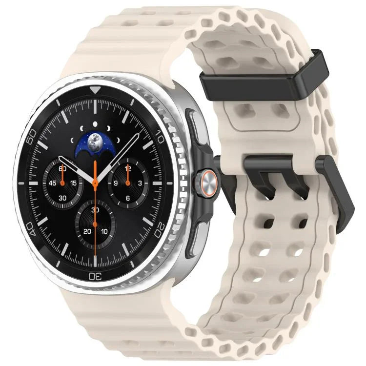 xDfind Black Buckle Ocean Solid Color Dual-row Hole Silicone Watch Band, For Samsung Galaxy Watch8 / 8 Classic
