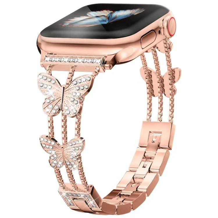xDfind Butterfly-shaped Diamond Metal Watch Band, For Apple Watch 42 / 44 / 45 / 46 / 49mm, For Apple Watch 38 / 40 / 41 / S10 42mm