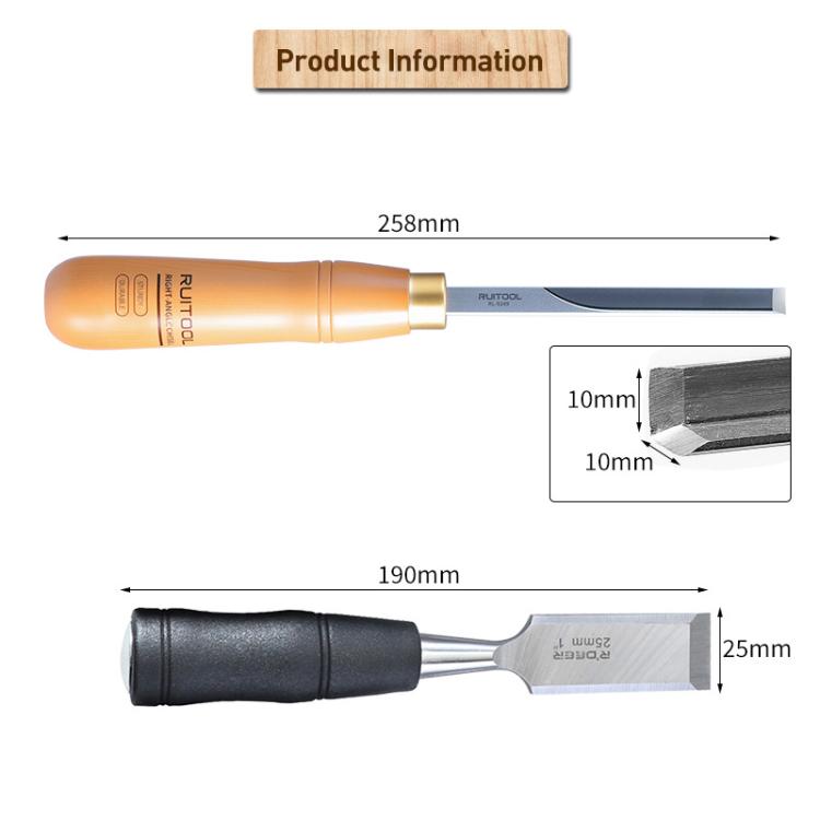 RUITOOL Knockable Through Handle Woodworking Chisel Slotting Chisel Carving Tool, Right Angle Chisel, Right Angle+Flat Chisel