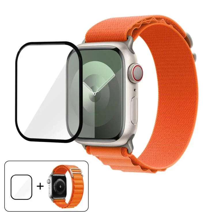Buckle Loop Nylon Watch Band with 3D Curved Film, For Apple Watch Series 10 42mm