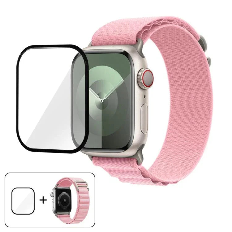 Buckle Loop Nylon Watch Band with 3D Curved Film, For Apple Watch Series 10 42mm