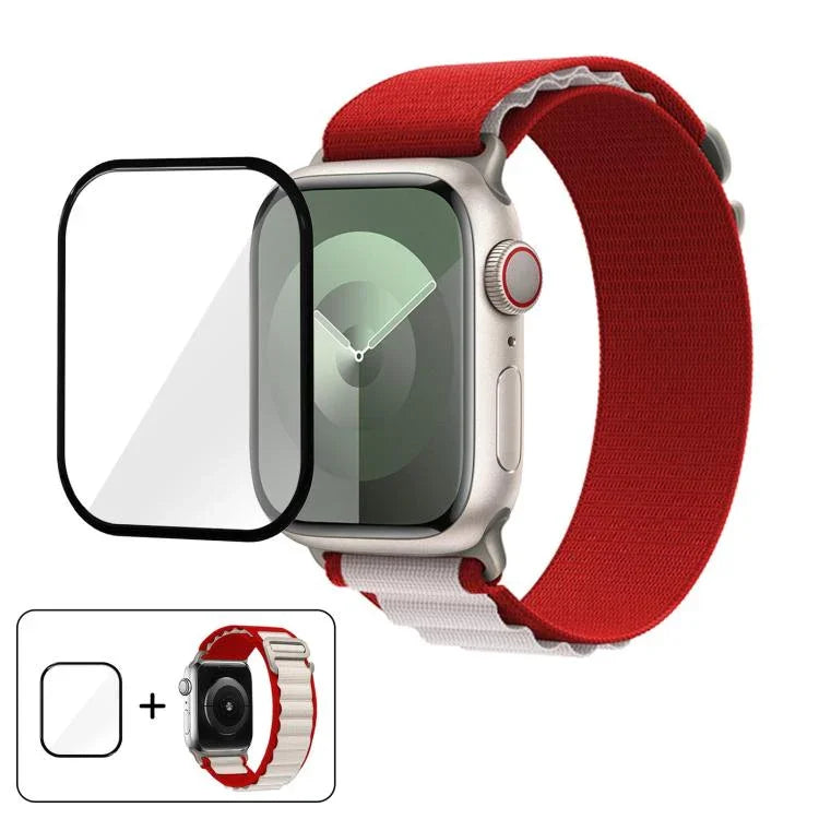 Buckle Loop Nylon Watch Band with 3D Curved Film, For Apple Watch Series 10 42mm