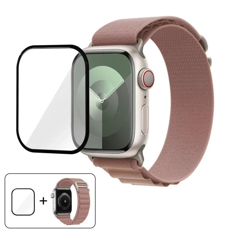Buckle Loop Nylon Watch Band with 3D Curved Film, For Apple Watch Series 10 42mm