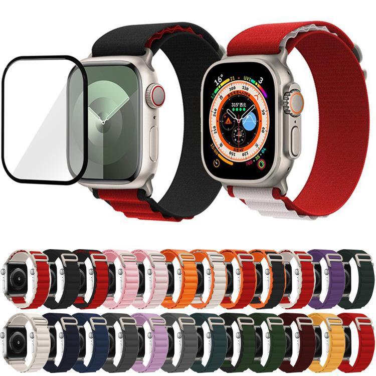 Buckle Loop Nylon Watch Band with 3D Curved Film, For Apple Watch Series 45mm