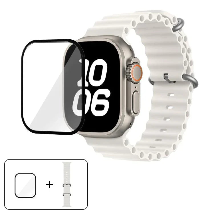 Ocean Silicone Watch Band with 3D Curved Film, For Apple Watch Series 40mm, For Apple Watch Ultra 2 / 1 49mm, For Apple Watch Series 45mm