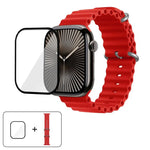 Ocean Silicone Watch Band with 3D Curved Film, For Apple Watch Series 41mm, For Apple Watch Series 38mm, For Apple Watch Series 42mm
