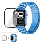 Three Beads Stainless Steel Watch Band with 3D Curved Film, For Apple Watch Series 10 46mm, For Apple Watch Series 10 42mm, For Apple Watch Series 44mm, For Apple Watch Series 40mm