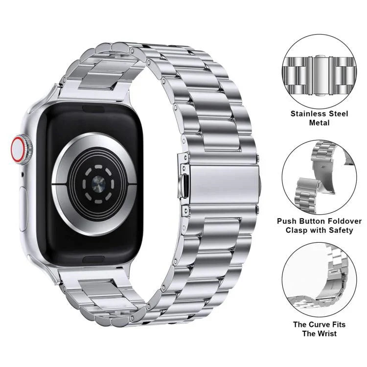 Three Beads Stainless Steel Watch Band with 3D Curved Film, For Apple Watch Series 42mm