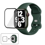 Butterfly Buckle Silicone Watch Band with 3D Curved Film, For Apple Watch Series 10 46mm, For Apple Watch Series 10 42mm, For Apple Watch Series 44mm