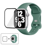 Butterfly Buckle Silicone Watch Band with 3D Curved Film, For Apple Watch Series 10 46mm, For Apple Watch Series 10 42mm, For Apple Watch Series 44mm