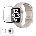 Butterfly Buckle Silicone Watch Band with 3D Curved Film, For Apple Watch Series 41mm, For Apple Watch Series 38mm, For Apple Watch Series 42mm