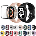 Butterfly Buckle Silicone Watch Band with 3D Curved Film, For Apple Watch Series 10 46mm, For Apple Watch Series 10 42mm, For Apple Watch Series 44mm