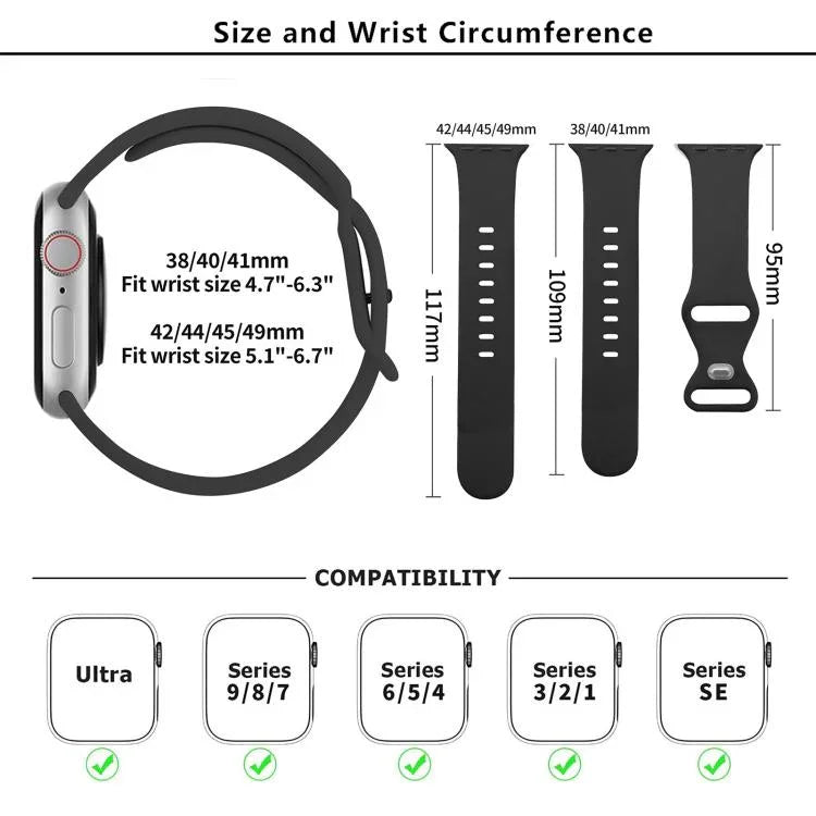 Butterfly Buckle Silicone Watch Band with 3D Curved Film, For Apple Watch Series 41mm, For Apple Watch Series 38mm, For Apple Watch Series 42mm