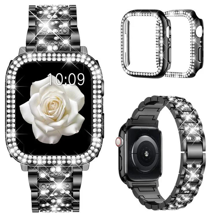 xDfind Diamond Jewelry Metal Watch Band with Case, For Apple Watch Series 10 46mm, For Apple Watch Series 10 42mm, For Apple Watch Series 44mm, For Apple Watch Series 40mm, For Apple Watch Ultra 2 / 1 49mm, For Apple Watch Series 45mm                  ...
