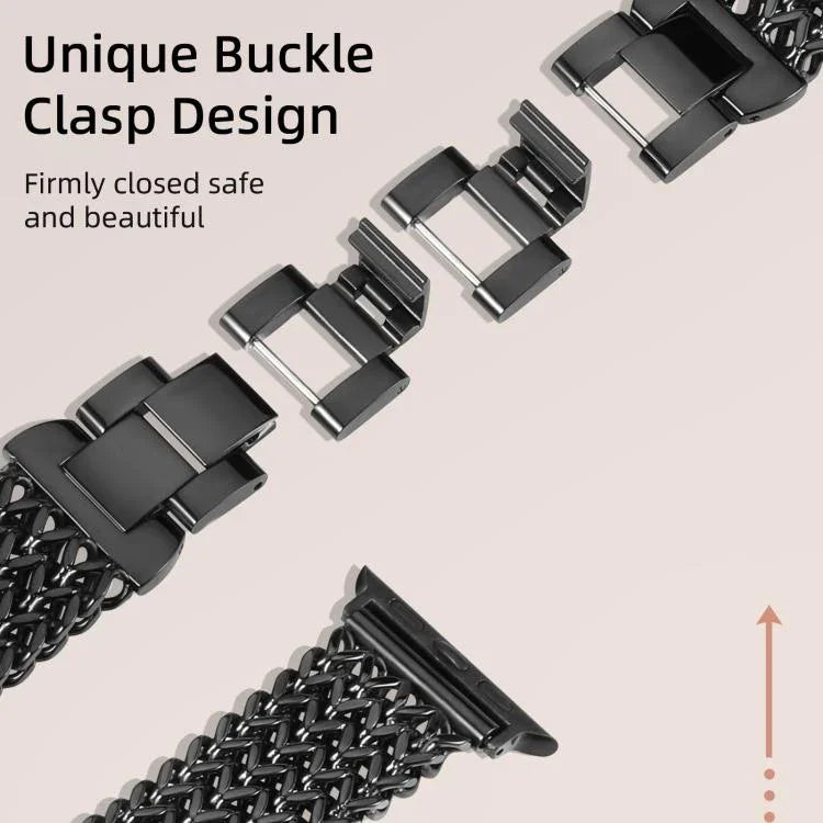 xDfind Herringbone Braided Stainless Steel Watch Band, For Apple Watch 42 / 44 / 45 / 46 / 49mm, For Apple Watch 38 / 40 / 41 / S10 42mm