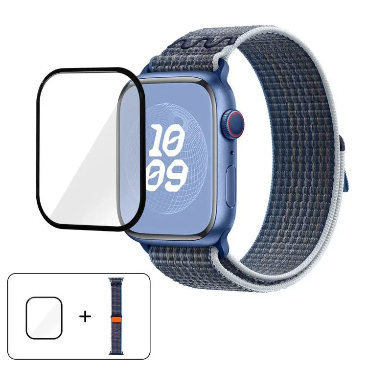 Nylon Loop Watch Band with 3D Curved Film, For Apple Watch Series 10 46mm, For Apple Watch Series 10 42mm, For Apple Watch Series 44mm