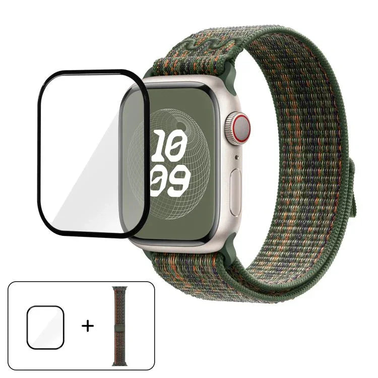 Nylon Loop Watch Band with 3D Curved Film, For Apple Watch Series 10 46mm, For Apple Watch Series 10 42mm, For Apple Watch Series 44mm