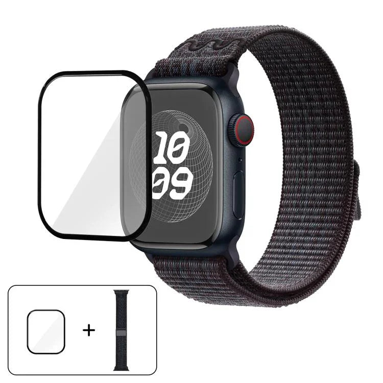Nylon Loop Watch Band with 3D Curved Film, For Apple Watch Series 40mm, For Apple Watch Ultra 2 / 1 49mm, For Apple Watch Series 45mm