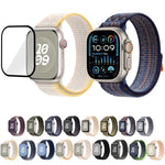 Nylon Loop Watch Band with 3D Curved Film, For Apple Watch Series 10 46mm, For Apple Watch Series 10 42mm, For Apple Watch Series 44mm