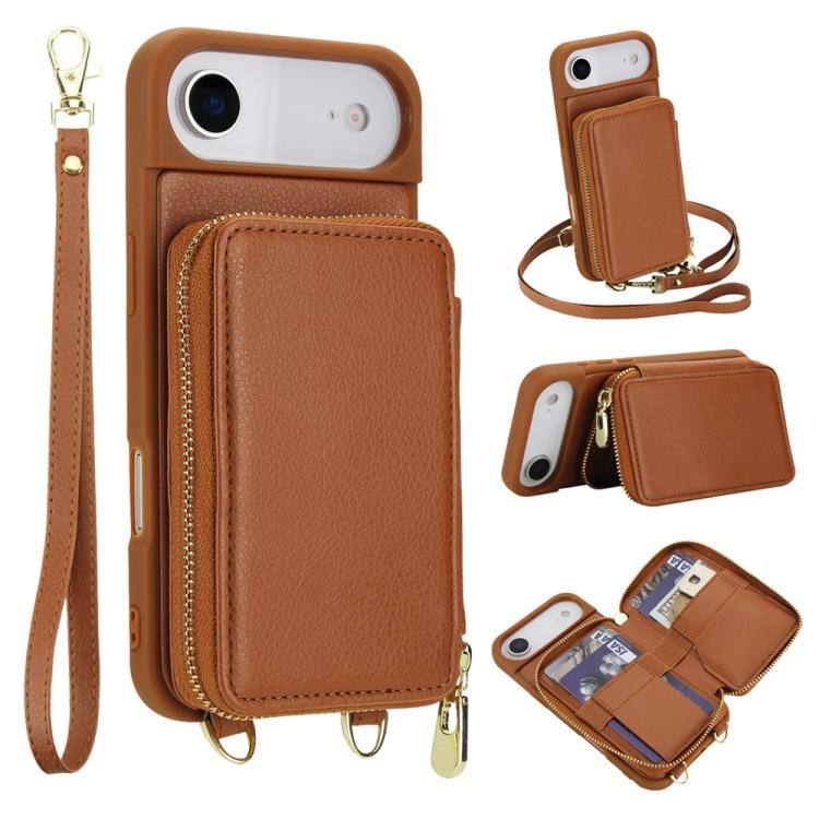 Crossbody Zipper RFID Card Bag Phone Case, For iPhone 17 Pro Max, For iPhone 17 Pro, For iPhone Air, For iPhone 15 Pro Max, For iPhone 15 Pro, For iPhone 15 Plus / 14 Plus