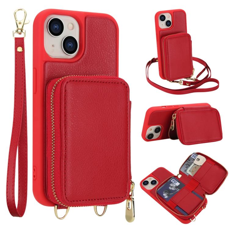 Crossbody Zipper RFID Card Bag Phone Case, For iPhone 17 Pro Max, For iPhone 17 Pro, For iPhone Air, For iPhone 15 Pro Max, For iPhone 15 Pro, For iPhone 15 Plus / 14 Plus
