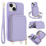 Crossbody Zipper RFID Card Bag Phone Case, For iPhone 17 Pro Max, For iPhone 17 Pro, For iPhone Air, For iPhone 15 Pro Max, For iPhone 15 Pro, For iPhone 15 Plus / 14 Plus