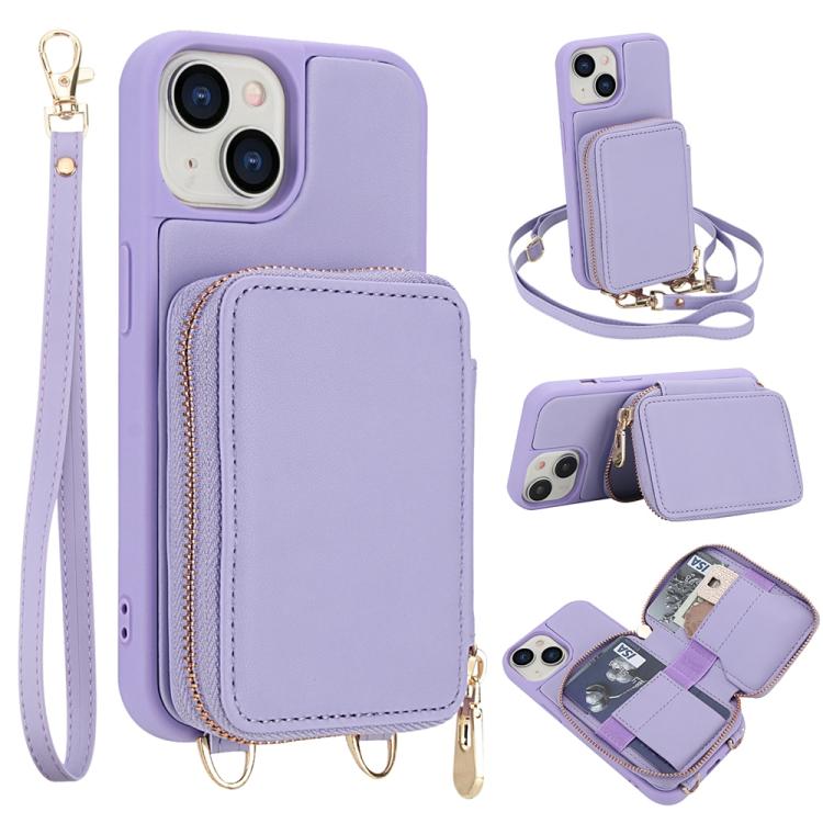Crossbody Zipper RFID Card Bag Phone Case, For iPhone 17 Pro Max, For iPhone 17 Pro, For iPhone Air, For iPhone 15 Pro Max, For iPhone 15 Pro, For iPhone 15 Plus / 14 Plus