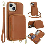 Crossbody Zipper RFID Card Bag Phone Case, For iPhone 17 Pro Max, For iPhone 17 Pro, For iPhone Air, For iPhone 15 Pro Max, For iPhone 15 Pro, For iPhone 15 Plus / 14 Plus