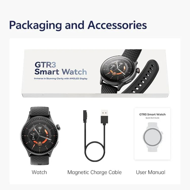 GTR3 1.43 inch AMOLED Screen Fitness Tracker Smart Watch Support Heart Rate Monitoring