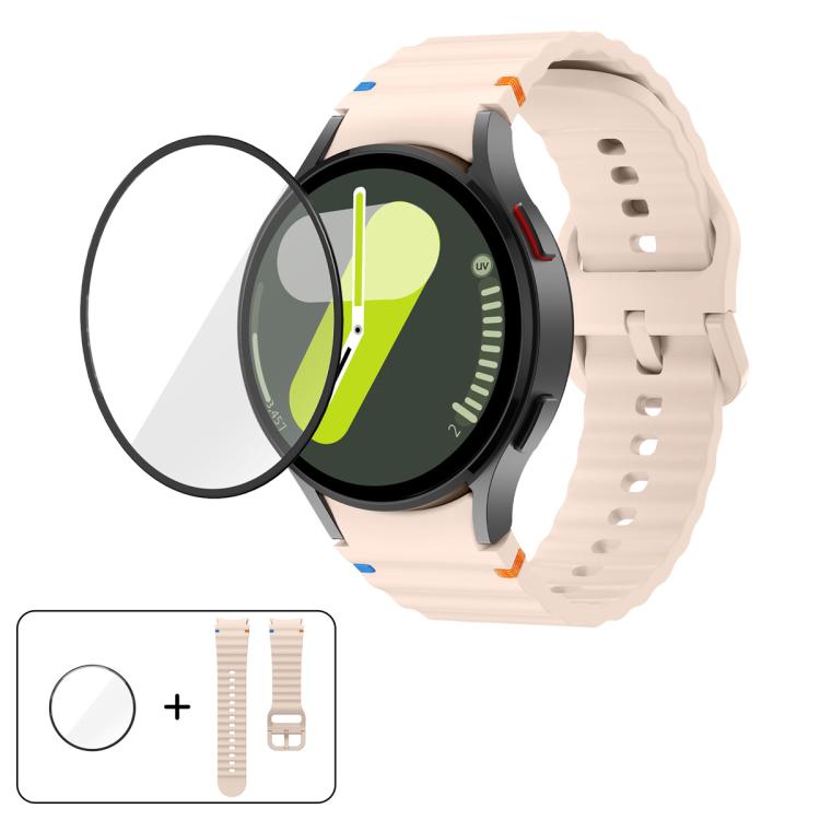 Wave Stitching Silicone Watch Band with 3D Curved Film, For Samsung Galaxy Watch FE 40mm, For Samsung Galaxy Watch7 44mm, For Samsung Galaxy Watch7 40mm, For Samsung Galaxy Watch6 Classic 47mm