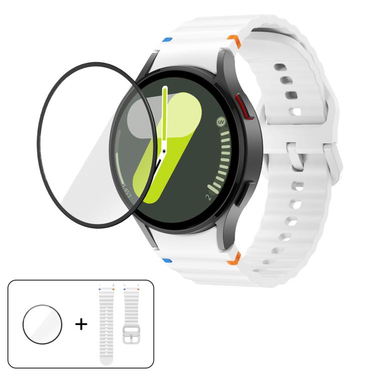 Wave Stitching Silicone Watch Band with 3D Curved Film, For Samsung Galaxy Watch6 44mm, For Samsung Galaxy Watch6 40mm, For Samsung Galaxy Watch6 Classic 43mm, For Samsung Galaxy Watch5 44mm