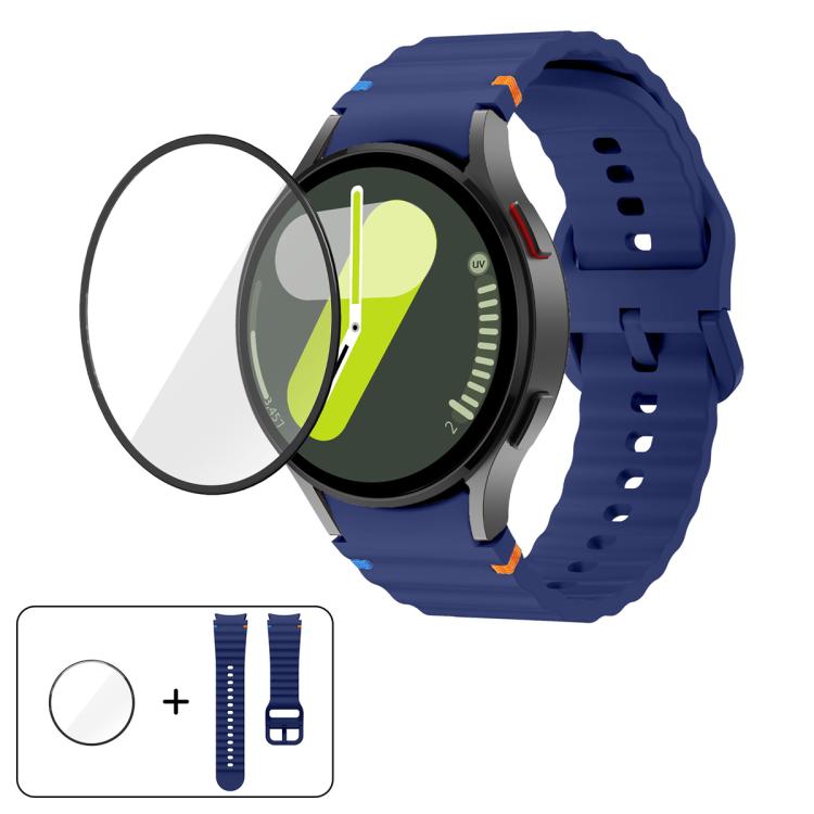 Wave Stitching Silicone Watch Band with 3D Curved Film, For Samsung Galaxy Watch FE 40mm, For Samsung Galaxy Watch7 44mm, For Samsung Galaxy Watch7 40mm, For Samsung Galaxy Watch6 Classic 47mm