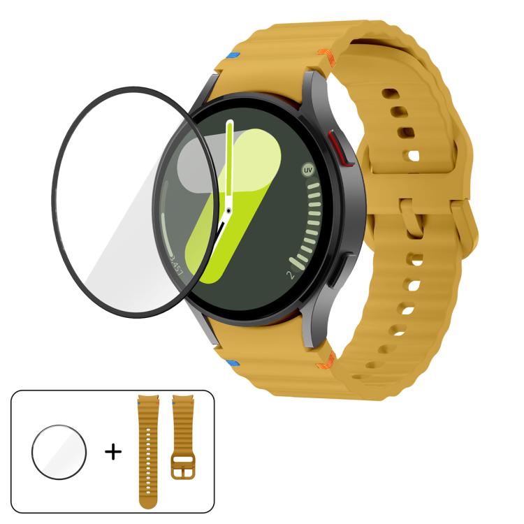 Wave Stitching Silicone Watch Band with 3D Curved Film, For Samsung Galaxy Watch6 44mm, For Samsung Galaxy Watch6 40mm, For Samsung Galaxy Watch6 Classic 43mm, For Samsung Galaxy Watch5 44mm