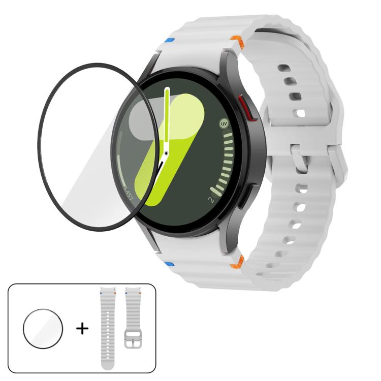Wave Stitching Silicone Watch Band with 3D Curved Film, For Samsung Galaxy Watch5 Pro 45mm, For Samsung Galaxy Watch5 40mm, For Samsung Galaxy Watch4 44mm, For Samsung Galaxy Watch4 40mm
