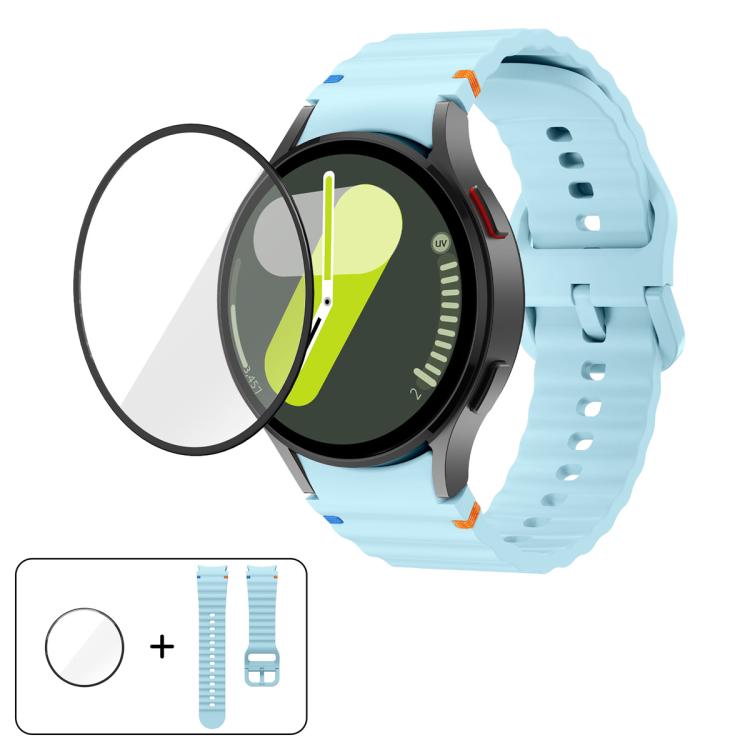 Wave Stitching Silicone Watch Band with 3D Curved Film, For Samsung Galaxy Watch4 Classic 46mm, For Samsung Galaxy Watch4 Classic 42mm, For Samsung Galaxy Watch5 Active 40mm, For Samsung Galaxy Watch5 Active 44mm