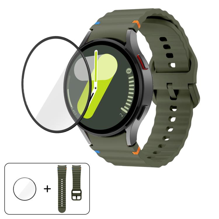 Wave Stitching Silicone Watch Band with 3D Curved Film, For Samsung Galaxy Watch4 Classic 46mm, For Samsung Galaxy Watch4 Classic 42mm, For Samsung Galaxy Watch5 Active 40mm, For Samsung Galaxy Watch5 Active 44mm