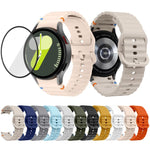 Wave Stitching Silicone Watch Band with 3D Curved Film, For Samsung Galaxy Watch FE 40mm, For Samsung Galaxy Watch7 44mm, For Samsung Galaxy Watch7 40mm, For Samsung Galaxy Watch6 Classic 47mm