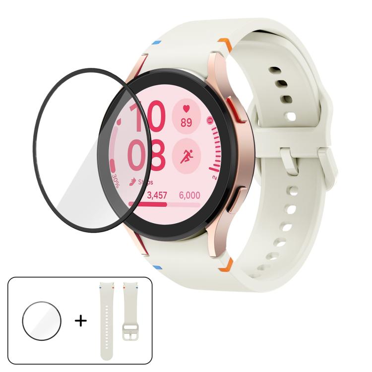 Plain Stitching Silicone Watch Band with 3D Curved Film, For Samsung Galaxy Watch5 Pro 45mm, For Samsung Galaxy Watch5 40mm, For Samsung Galaxy Watch4 44mm, For Samsung Galaxy Watch4 40mm