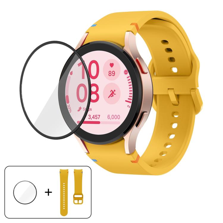 Plain Stitching Silicone Watch Band with 3D Curved Film, For Samsung Galaxy Watch4 Classic 46mm, For Samsung Galaxy Watch4 Classic 42mm, For Samsung Galaxy Watch5 Active 40mm, For Samsung Galaxy Watch5 Active 44mm