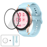 Plain Stitching Silicone Watch Band with 3D Curved Film, For Samsung Galaxy Watch4 Classic 46mm, For Samsung Galaxy Watch4 Classic 42mm, For Samsung Galaxy Watch5 Active 40mm, For Samsung Galaxy Watch5 Active 44mm