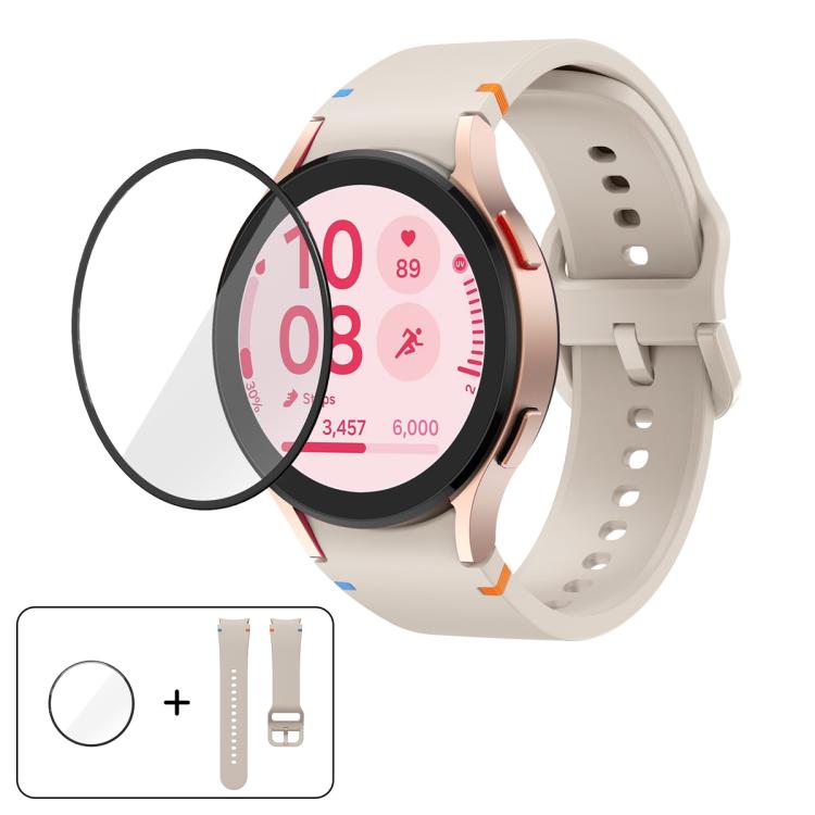 Plain Stitching Silicone Watch Band with 3D Curved Film, For Samsung Galaxy Watch4 Classic 46mm, For Samsung Galaxy Watch4 Classic 42mm, For Samsung Galaxy Watch5 Active 40mm, For Samsung Galaxy Watch5 Active 44mm